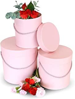 [美国销售] 优质圆形花盒,奢华花卉和礼品礼盒,3 件套(粉色)